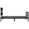 Black Small Single Bed Frame with Headboard - Solid Wood