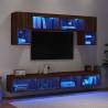 6 Piece TV Wall Units with LED - Brown Oak Engineered Wood