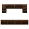 6 Piece TV Wall Units with LED - Brown Oak Engineered Wood