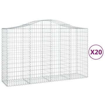 Arched Gabion Baskets - 20 pcs Galvanised Iron 200x50x120/140cm