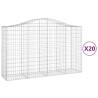 Arched Gabion Baskets - 20 pcs Galvanised Iron 200x50x120/140cm