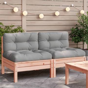 Garden Sofa Armless with Cushions - Solid Douglas Wood