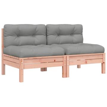 Garden Sofa Armless with Cushions - Solid Douglas Wood