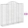 Arched Gabion Baskets - 30 pcs Galvanised Iron | HipoMarket