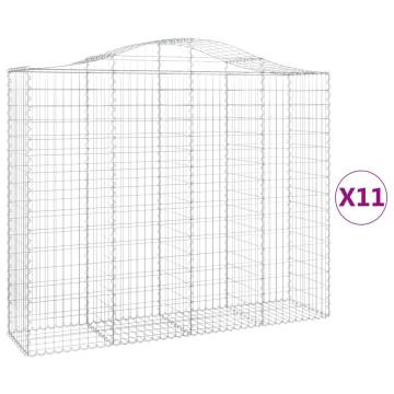 Arched Gabion Baskets - 11 pcs Galvanised Iron | Hipo Market