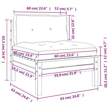 Garden Sofa Armless with Cushions - Solid Douglas Wood