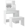 Stylish Dressing Table Set with LED - White Engineered Wood