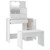 Stylish Dressing Table Set with LED - White Engineered Wood