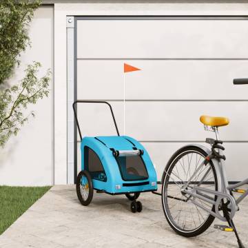 Pet Bike Trailer - Blue Oxford Fabric & Iron - Hipomarket