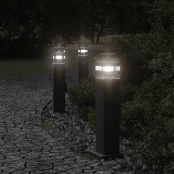 Outdoor Floor Lamps with Outlet - 3pcs Black Aluminium | HipoMarket