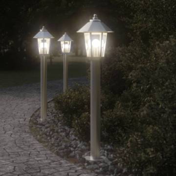 Stylish Outdoor Floor Lamps - 3pcs Silver Stainless Steel 80cm