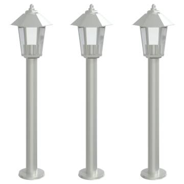 Stylish Outdoor Floor Lamps - 3pcs Silver Stainless Steel 80cm