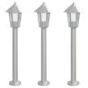 Stylish Outdoor Floor Lamps - 3pcs Silver Stainless Steel 80cm