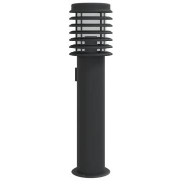 Outdoor Floor Lamp with Outlet - 60 cm Stainless Steel Black