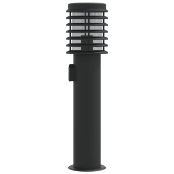 Outdoor Floor Lamp with Outlet - 60 cm Stainless Steel Black