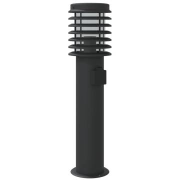 Outdoor Floor Lamp with Outlet - 60 cm Stainless Steel Black