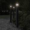 Outdoor Floor Lamps with Outlet - 3pcs Black Aluminium