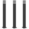 Outdoor Floor Lamps with Outlet - 3pcs Black Aluminium