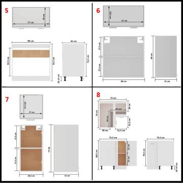 11 Piece Kitchen Cabinet Set - White Engineered Wood | Hipo Market