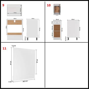 11 Piece Kitchen Cabinet Set - White Engineered Wood | Hipo Market