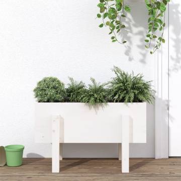 White Garden Planter 62x30x38 cm - Solid Pine Wood