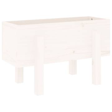 White Garden Planter 62x30x38 cm - Solid Pine Wood