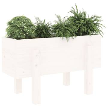 White Garden Planter 62x30x38 cm - Solid Pine Wood