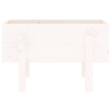 White Garden Planter 62x30x38 cm - Solid Pine Wood