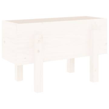 White Garden Planter 62x30x38 cm - Solid Pine Wood