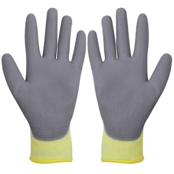 Work Gloves PU - 24 Pairs White & Grey Size 10XL