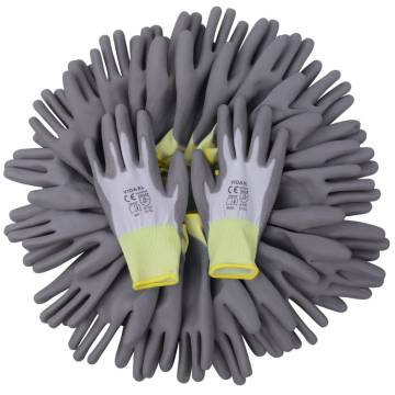 Work Gloves PU - 24 Pairs White & Grey Size 10XL