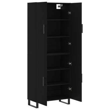 Stylish Highboard in Black - 69.5x34x180 cm | HipoMarket