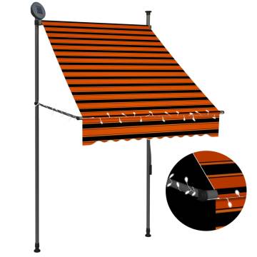 Manual Retractable Awning with LED - 100 cm Orange & Brown