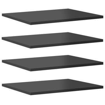 Bookshelf Boards 4 pcs High Gloss Grey - Quality Storage Solution