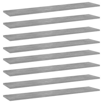 Bookshelf Boards 8 pcs Concrete Grey - Stylish Storage Solution