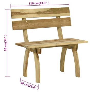 Stylish Garden Bench 110 cm | Impregnated Pinewood