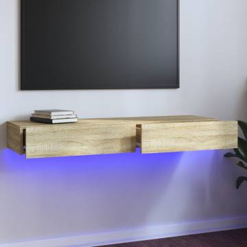 Stylish Sonoma Oak TV Cabinet with LED Lights | Hipomarket UK