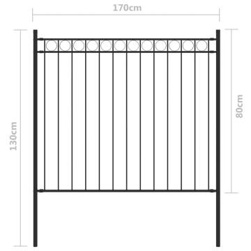 Durable Black Garden Fence - 1.7x0.8 m Steel Privacy Barrier