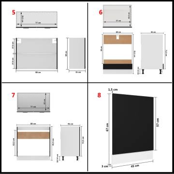 8 Piece Kitchen Cabinet Set - Black Engineered Wood Storage