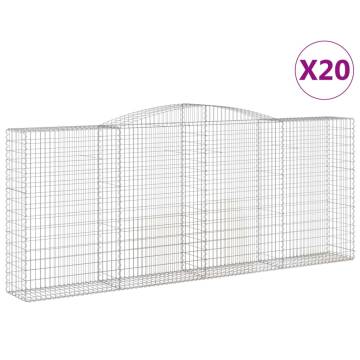 Arched Gabion Baskets 20 pcs Galvanised Iron - 400x50x160/180 cm