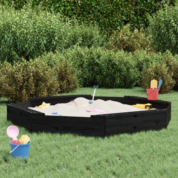 Black Octagon Sandbox with Seats - Solid Pine Wood