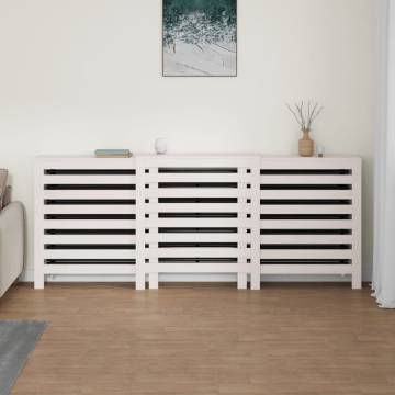 White Radiator Cover 210x21x85 cm - Solid Pine Wood