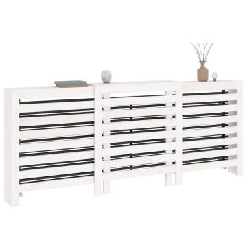 White Radiator Cover 210x21x85 cm - Solid Pine Wood