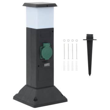 Outdoor Socket Column with Lamp and Spike - 2-Way Power Supply