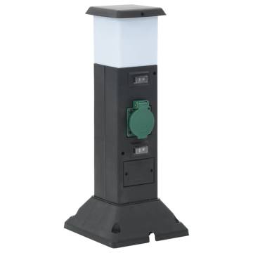 Outdoor Socket Column with Lamp and Spike - 2-Way Power Supply