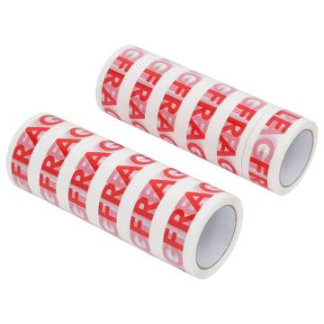 Packaging Tape 12 pcs - FRAGILE Printed White 48mm x 66m