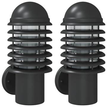 Outdoor Wall Lights - 2pcs Black Stainless Steel | Hipo Market