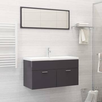 Stylish High Gloss Grey Bathroom Furniture Set - Hipomarket