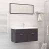 Bathroom Furniture Set High Gloss Grey Engineered Wood Colour high gloss grey Size 90 x 38.5 x 46 cm Number of 1 Number of Pieces 