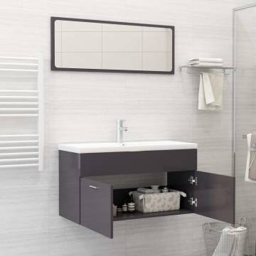 Stylish High Gloss Grey Bathroom Furniture Set - Hipomarket